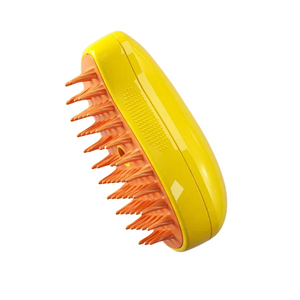 Cat Steam Brush Yellow – 3 in 1 Self-Cleaning Grooming Tool for Cats