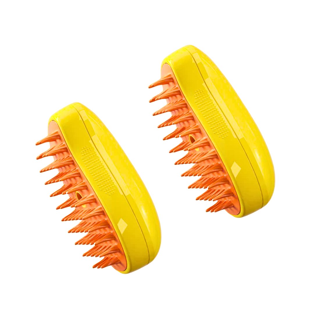Cat Steam Brush Yellow – 3 in 1 Self-Cleaning Grooming Tool for Cats