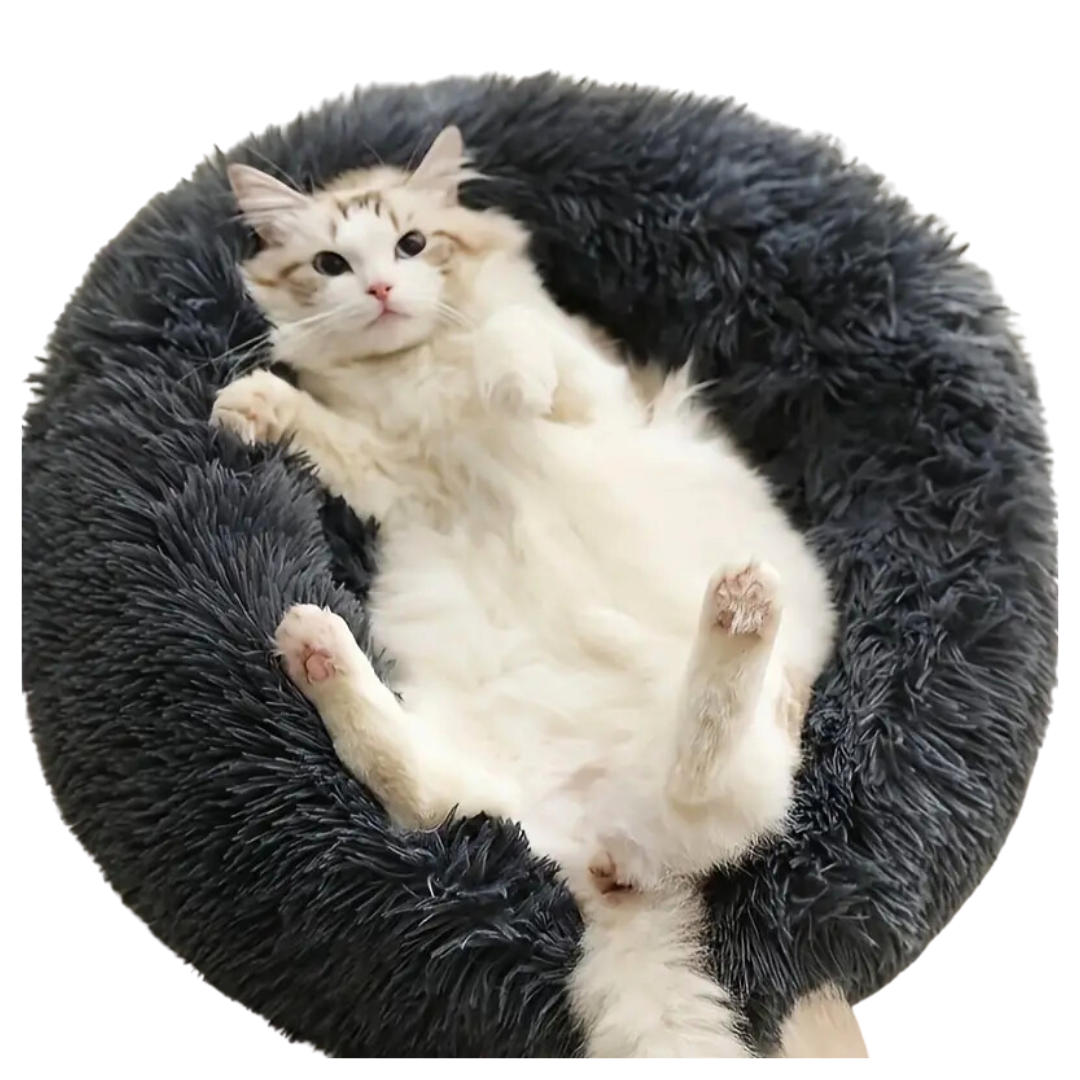 Cat Bed – Soft Calming Donut Nest (Black)