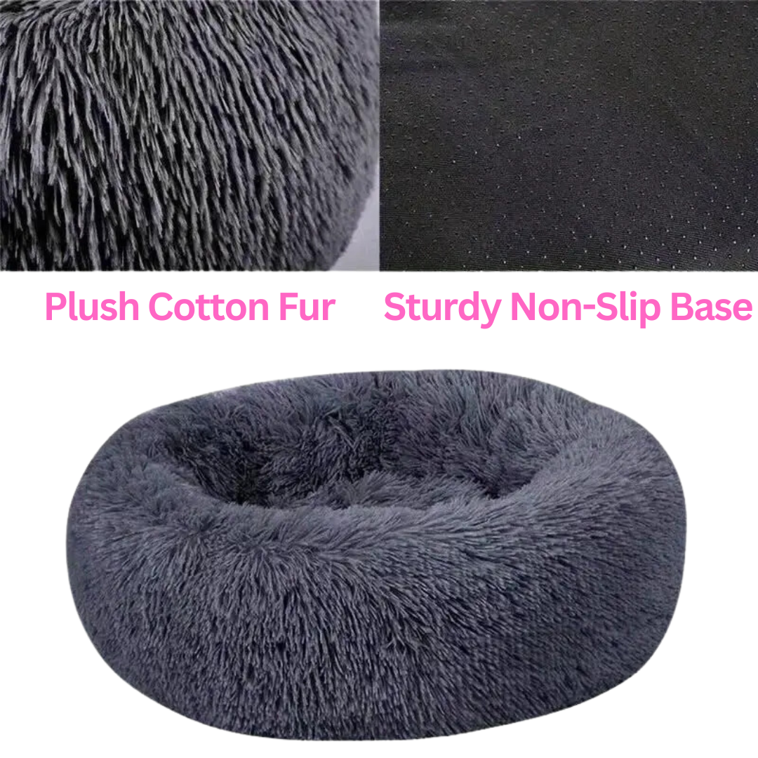 Cat Bed – Soft Calming Donut Nest (Black)